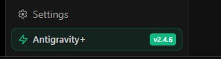 Antigravity+ entry in the Antigravity sidebar